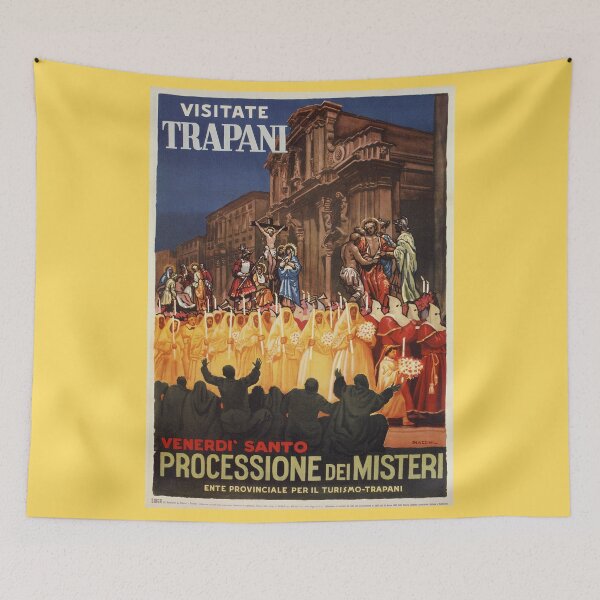 Item preview, Italian travel ad Christian Easter procession Trapani designed and sold by aapshop.