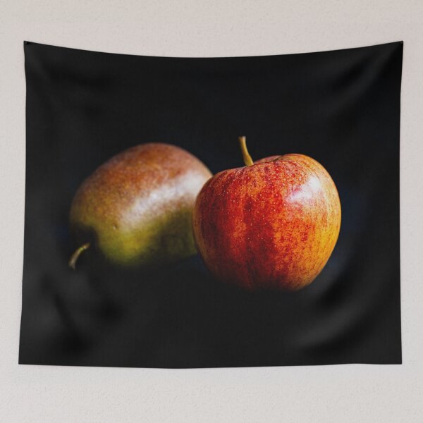 Item preview, Still life, apple and pear on a black background designed and sold by WDSuncrest.