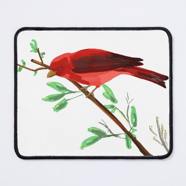 Item preview, Colorful Red Tanager on a branch designed and sold by VerdeDoodleDuck.