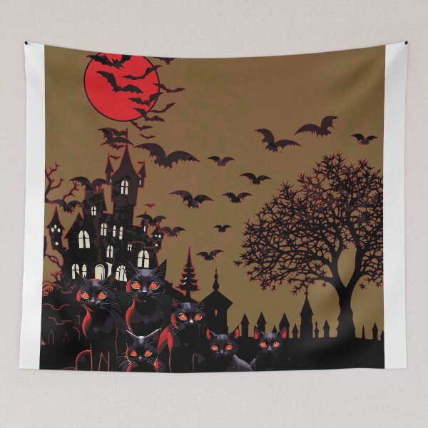 Item preview, Scary Gothic Black Cat Halloween Cemetary designed and sold by Ketique.