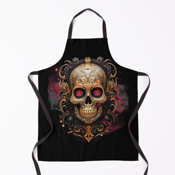 Item preview, Golden Psychedelic skull with flowers as eyes and smokin background designed and sold by Vindbult.