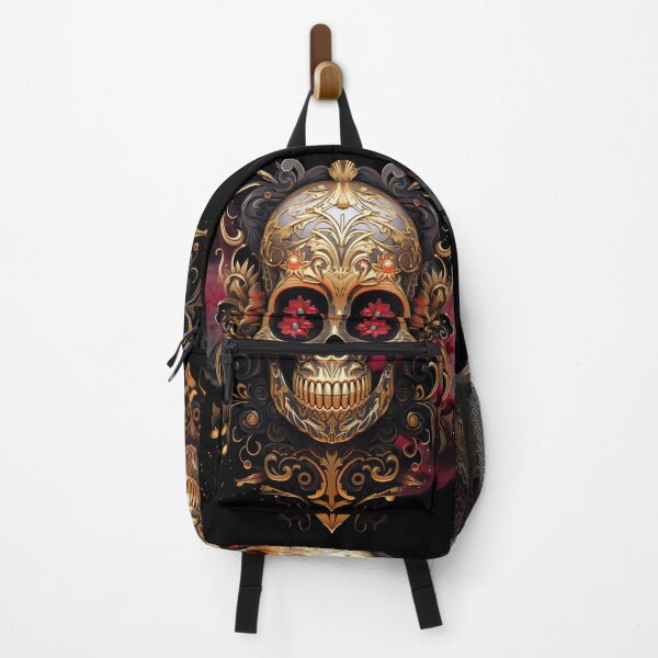 Item preview, Golden Psychedelic skull with flowers as eyes and smokin background designed and sold by Vindbult.