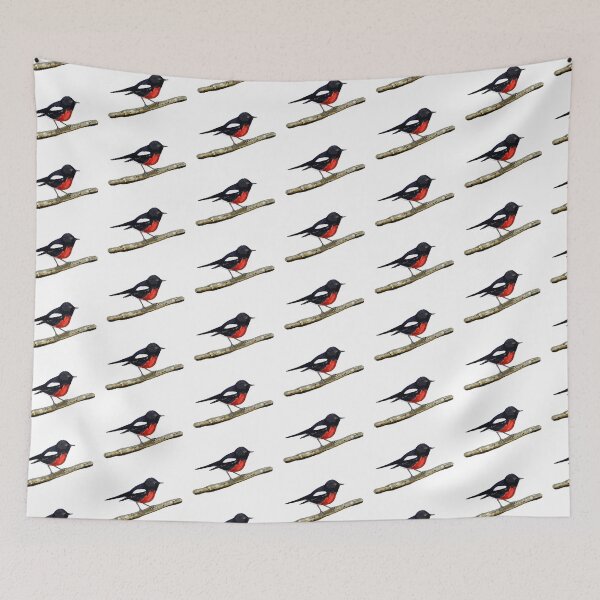 Item preview, Painted Redstart on a branch designed and sold by VerdeDoodleDuck.