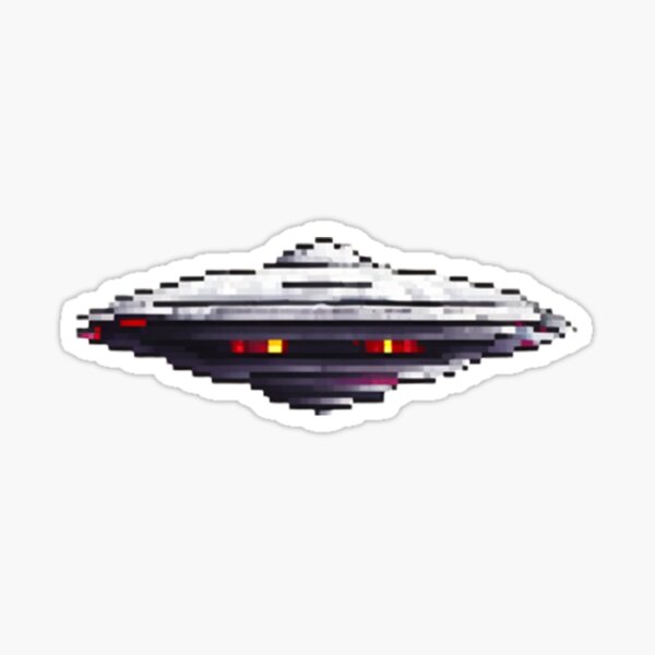 Artikel-Vorschau von Pixel Art UFO Fliegende Untertasse Design-Druck, designt und verkauft von randomtdesigns.