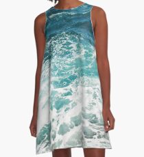Blue Ocean Waves A-Line Dress