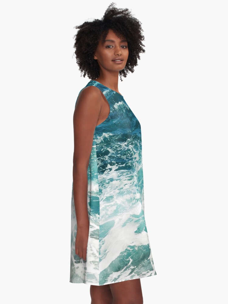 Alternate view of Blue Ocean Waves A-Line Dress