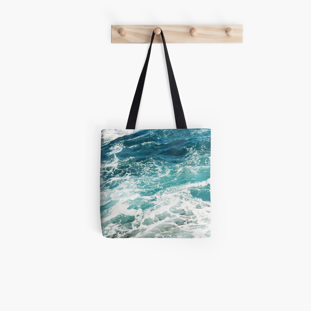 Blue Ocean Waves Tote Bag