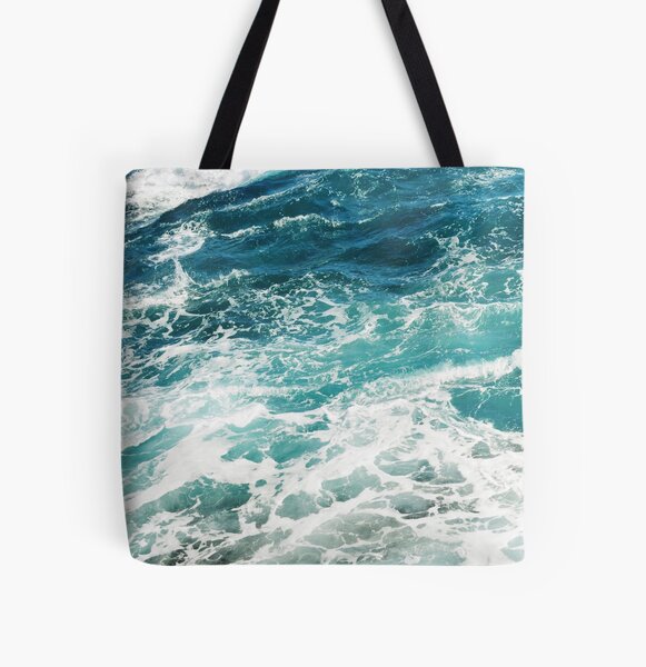 Waves  Emerald medium shopping bag