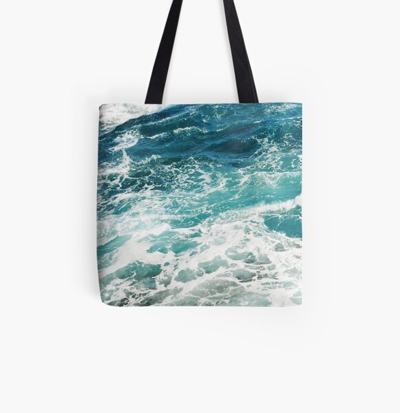 Blue Ocean Waves All Over Print Tote Bag