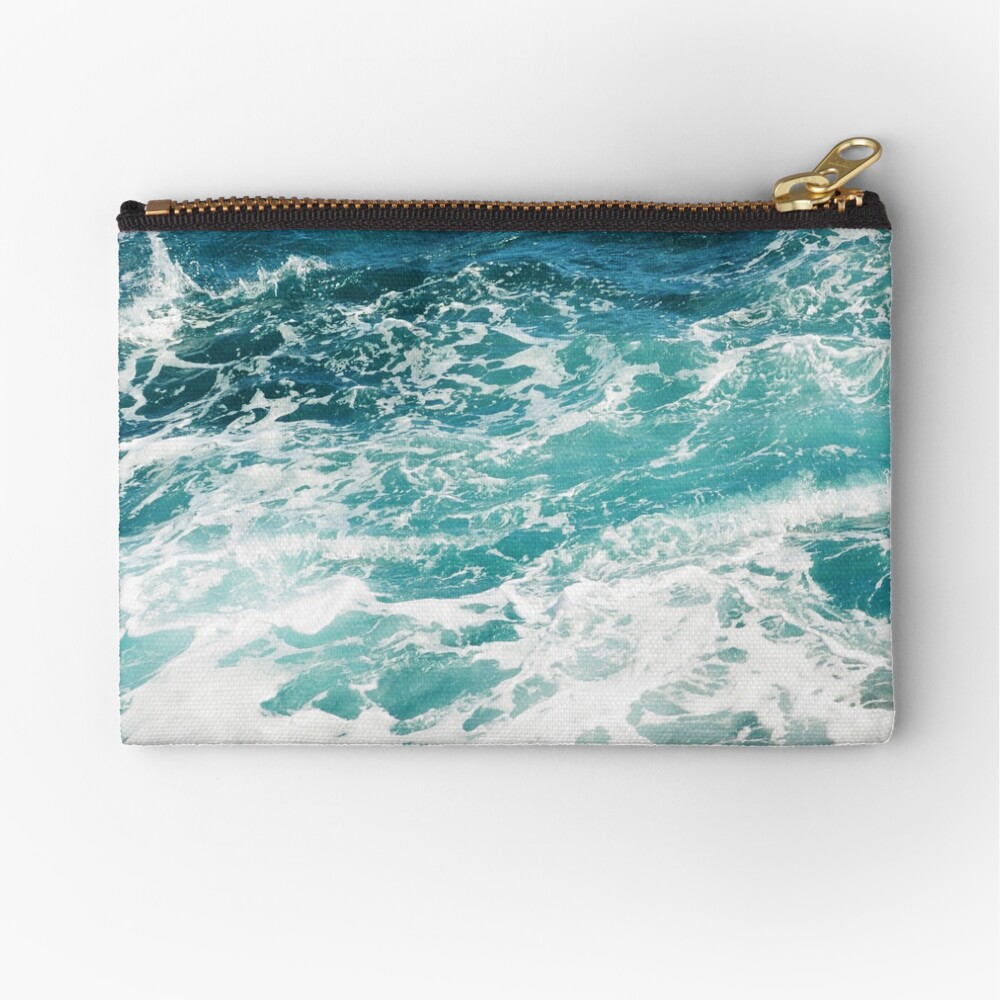 Blue Ocean Waves Zipper Pouch