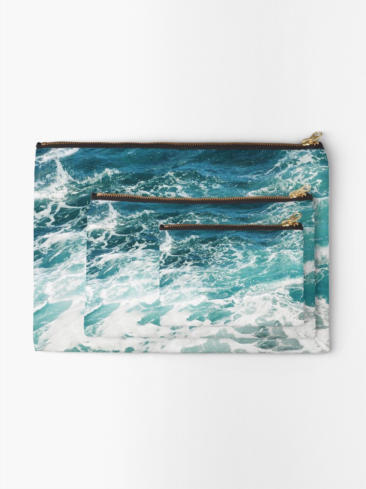 Alternate view of Blue Ocean Waves Zipper Pouch
