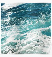 Blue Ocean Waves Poster