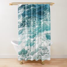 Blue Ocean Waves Shower Curtain
