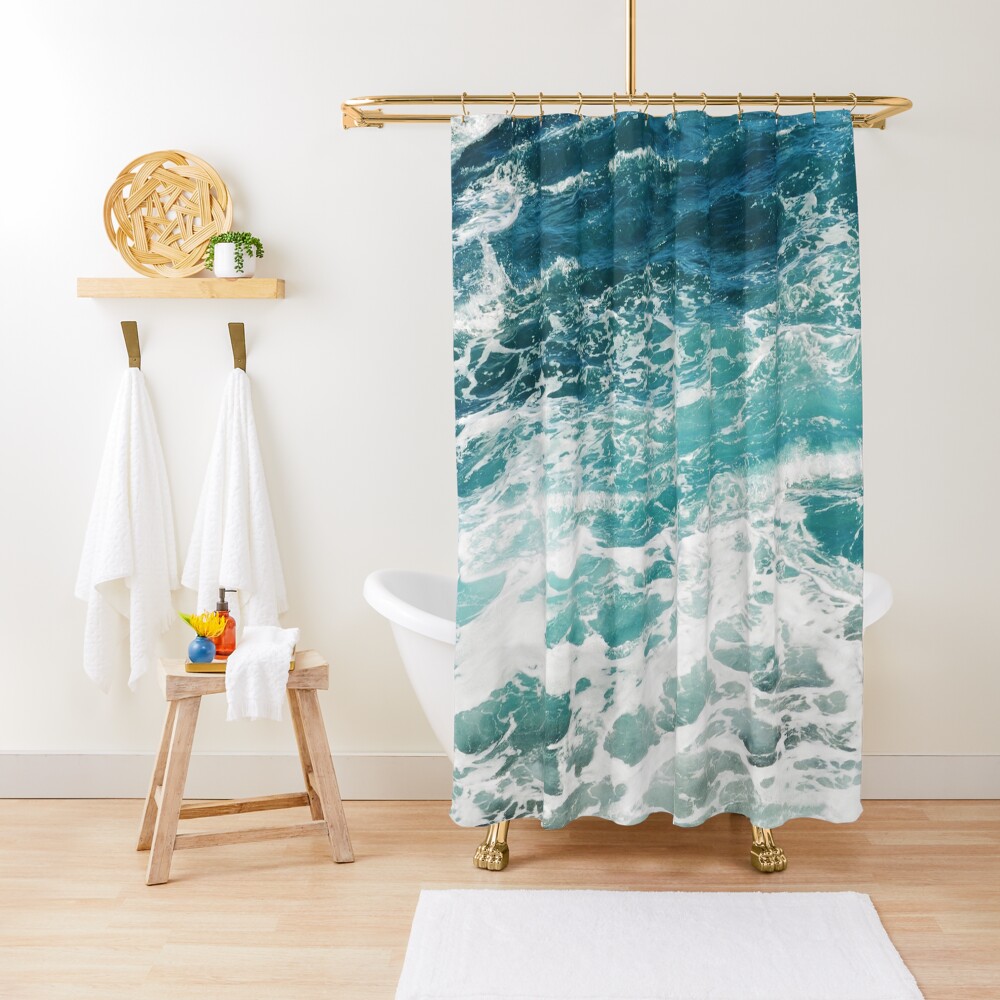 Blue Ocean Waves Shower Curtain