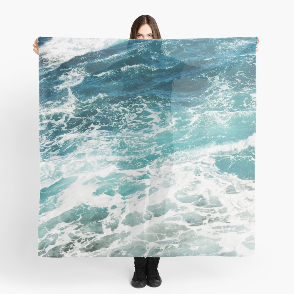 Blue Ocean Waves Scarf