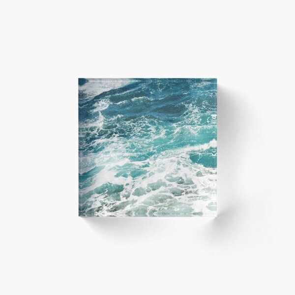 Blue Ocean Waves Acrylic Block