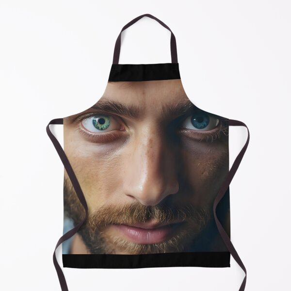 Item preview, Captivating close-up of a man in the style of two coloured eyes designed and sold by AI-Only Creations.