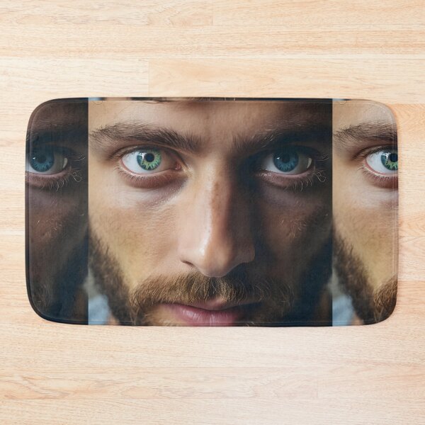Item preview, Captivating close-up of a man in the style of two coloured eyes designed and sold by AI-Only Creations.