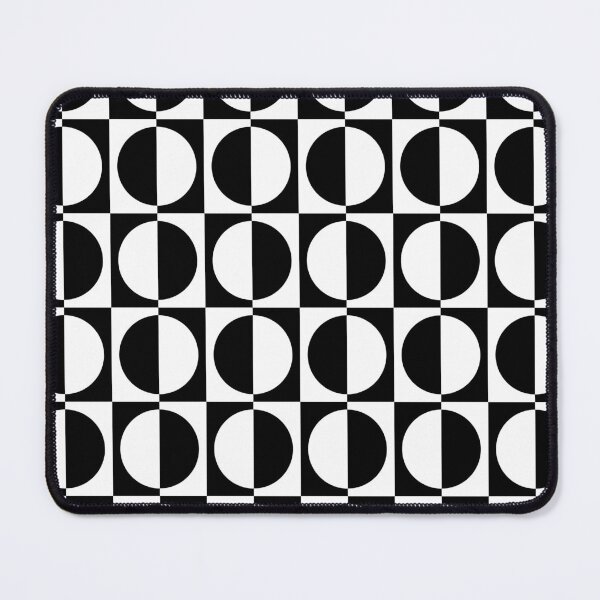 Item preview, Retro Geometric Half Square and Circle Pattern 268 Mid Mod Black and White designed and sold by tonymagnerart.