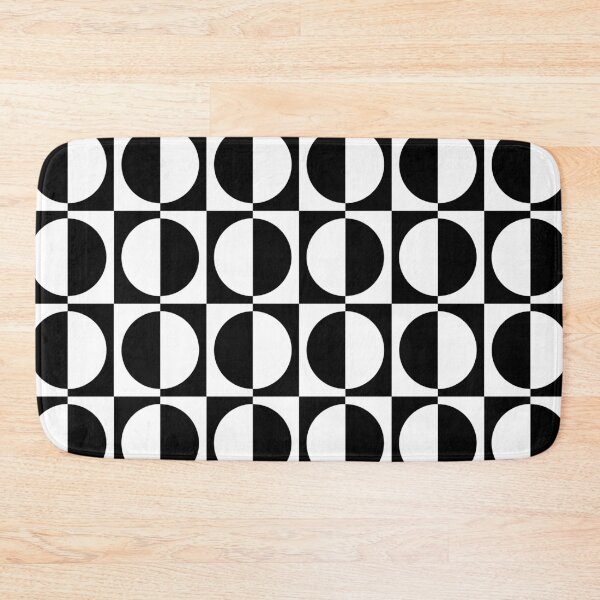 Item preview, Retro Geometric Half Square and Circle Pattern 268 Mid Mod Black and White designed and sold by tonymagnerart.