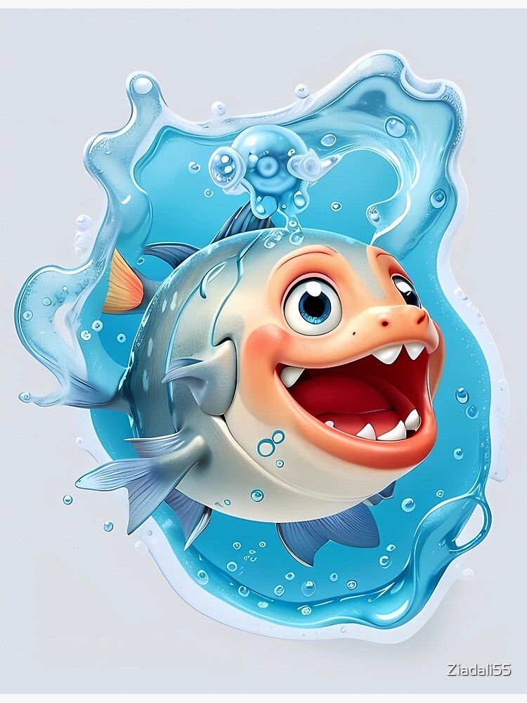 Poster funny fish cartoon illustration 