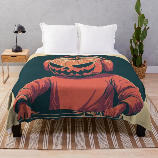 Item preview, Pumpkin dj man with headphones at halloween party designed and sold by NomadiCult.