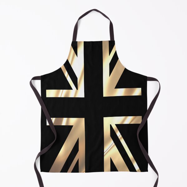 Aperçu de l'œuvre DRAPEAU UNION JACK NOIR ET OR créée et vendue par RedBubbleBoom.