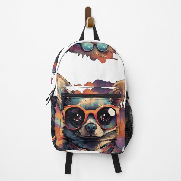 Item preview, Chihuahua with glasses, multi-color, white, orange, blue, stiker designed and sold by Mundotakus.