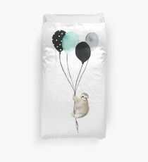 Sloth With Balloons Duvet Cover