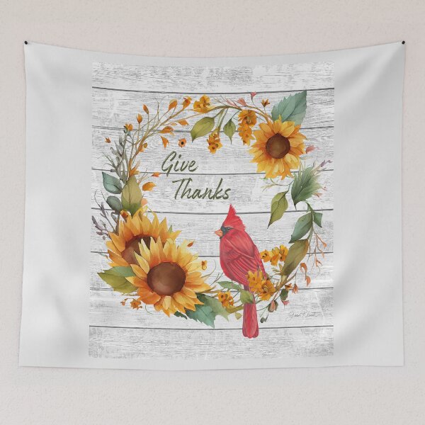Item preview, Cardinal on Sunflower Wreath designed and sold by Jean Plout.