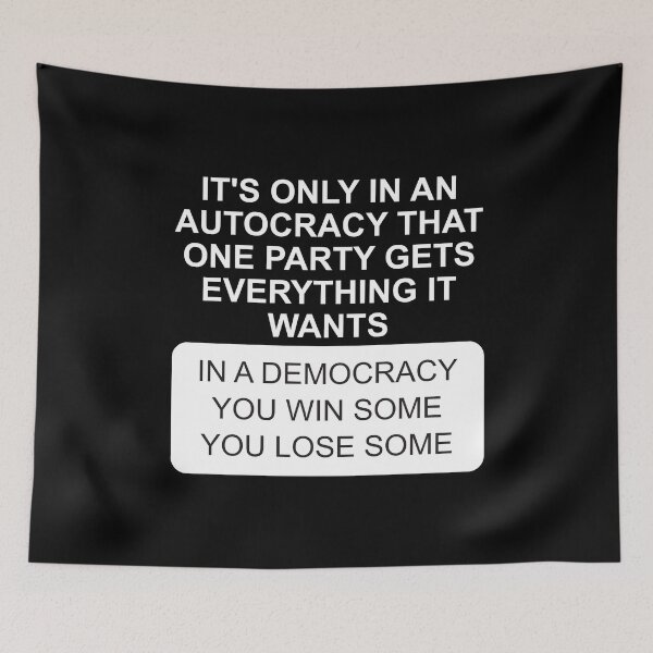 Item preview, Autocracy versus democracy in white designed and sold by Politics-Corner.