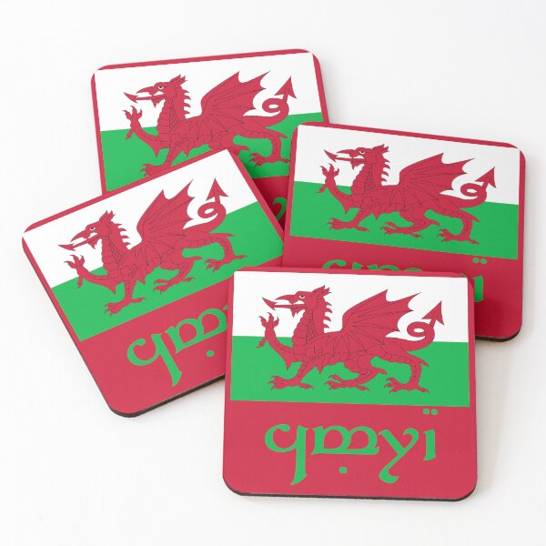 Item preview, Elvish Cymru Flag (Green Text Red Background) designed and sold by DungeonPunkFey.