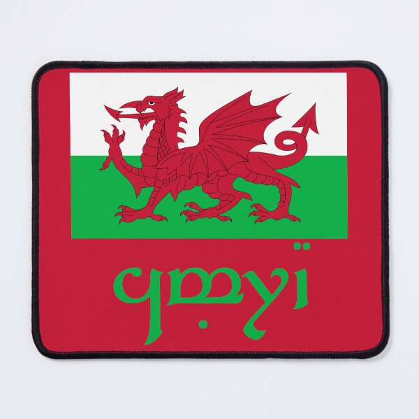 Item preview, Elvish Cymru Flag (Green Text Red Background) designed and sold by DungeonPunkFey.