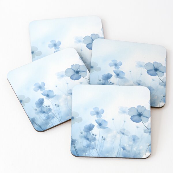 Item preview, Blue poppy flowers in the romantic style of blue cosmos designed and sold by AI-Only Creations.