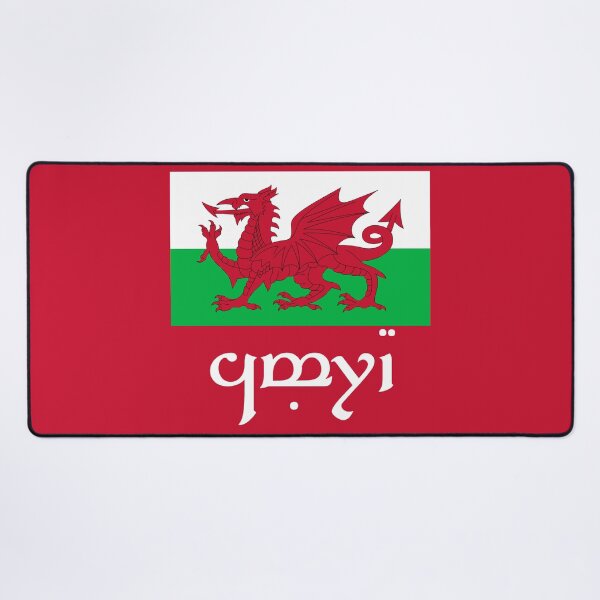 Item preview, Elvish Cymru Flag (White Text Red Background) designed and sold by DungeonPunkFey.