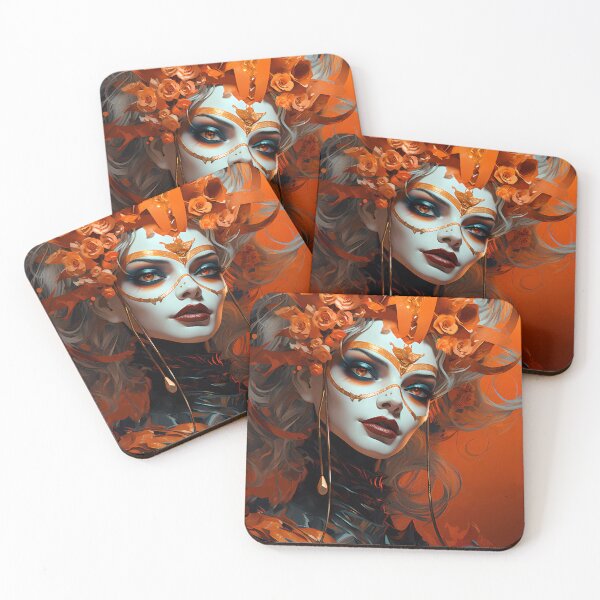 Item preview, Harlequin Lady in Orange #1 designed and sold by ArtByDominique.
