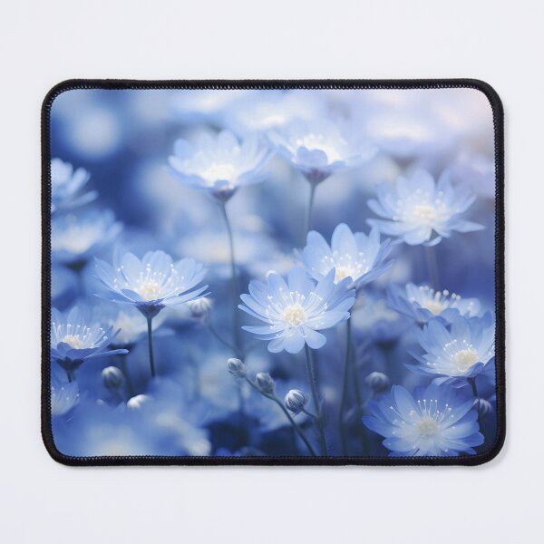 Item preview, Illustration of little blue flowers in a field in the style of dreamy color palette designed and sold by AI-Only Creations.