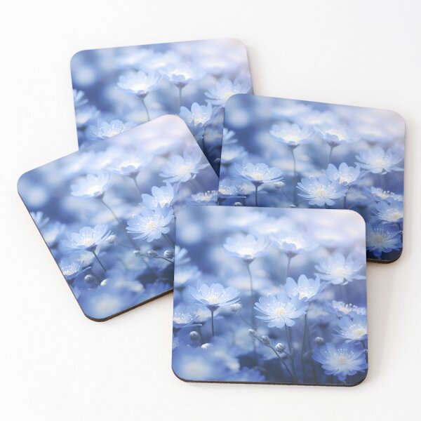 Item preview, Illustration of little blue flowers in a field in the style of dreamy color palette designed and sold by AI-Only Creations.