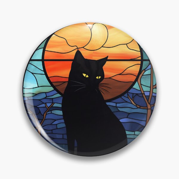 Artikelvorschau, HALLOWEEN Schwarze Katze aus Buntglas entworfen und verkauft von RedHandedOD.