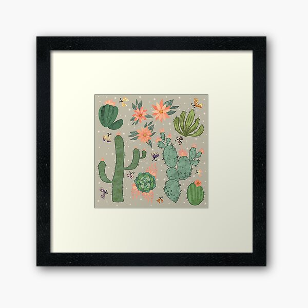 Succulents in Grey Framed Art Print