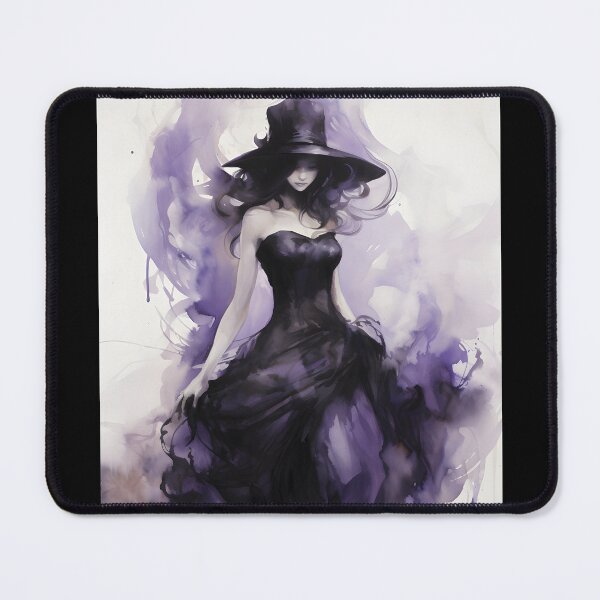 Item preview, Watercolor painting of lady witch in a purple dress designed and sold by AI-Only Creations.