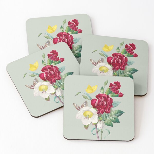 Item preview, Hellebore and Carnation bouquet by Pierre-Joseph Redouté + Scientific name designed and sold by 29Bumblebee.