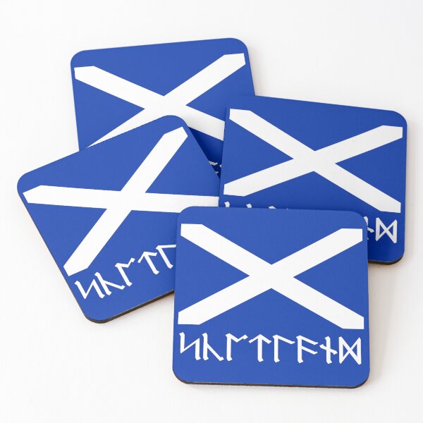 Item preview, Runic Scottish Flag (White on Blue) designed and sold by DungeonPunkFey.
