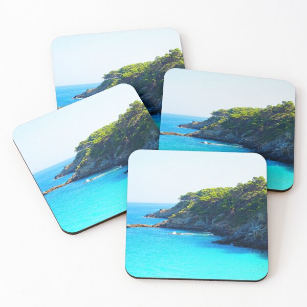 Item preview, Scenery from Tremiti Islands with rocky slopes, a bather and a boat, Adriatic Sea designed and sold by Kristina Drozd.