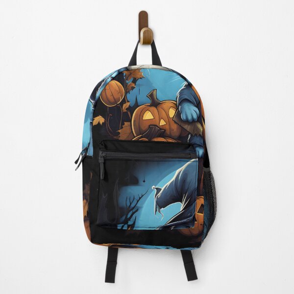 Item preview, Spooky blue cat with pumpkins designed and sold by GediaPrints.