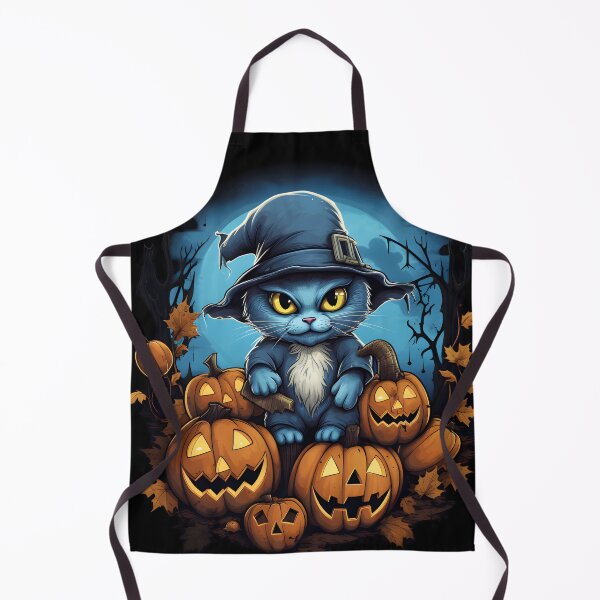 Item preview, Spooky blue cat with pumpkins designed and sold by GediaPrints.