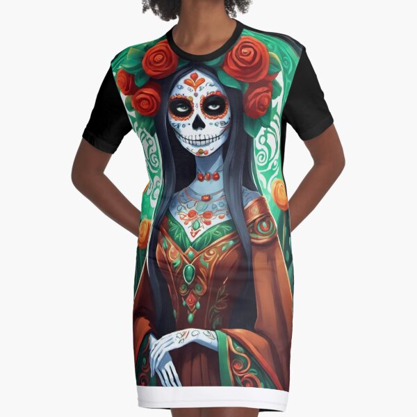 Custom Kingdom Womens Mexican Sugar Skull Dia de Los Muertos T-Shirt