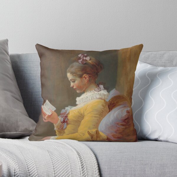 Young Girl Reading Painting by Jean-Honoré Fragonard Throw Pillow