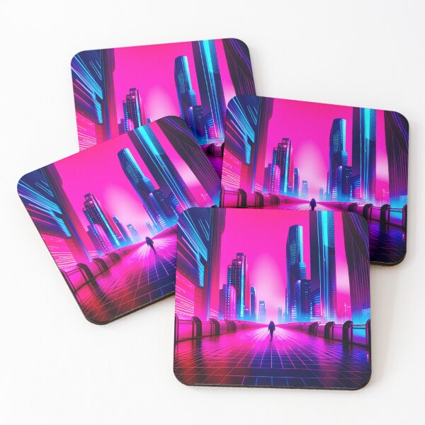 Item preview, Wanderer In Vaporwave Cyber City designed and sold by Ink Art Design.
