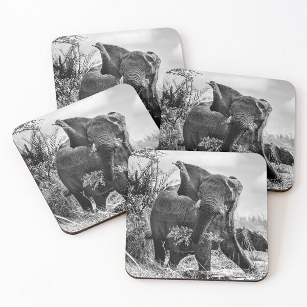 Item preview, A Protective Mama Elephant in Black and White designed and sold by Kay Brewer.